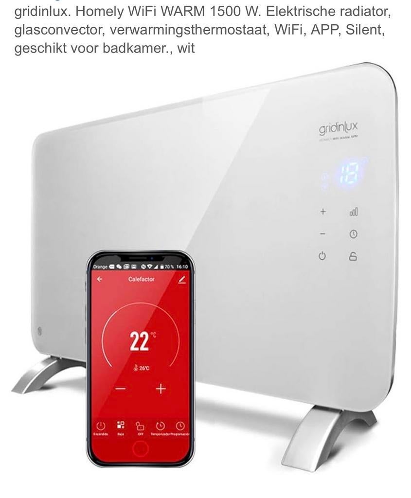Gridinlux Homely WiFi WARM 1500W Elektrische Convector, 30 tot 80 cm, Hoog rendement (Hr), Radiator, Ophalen of Verzenden
