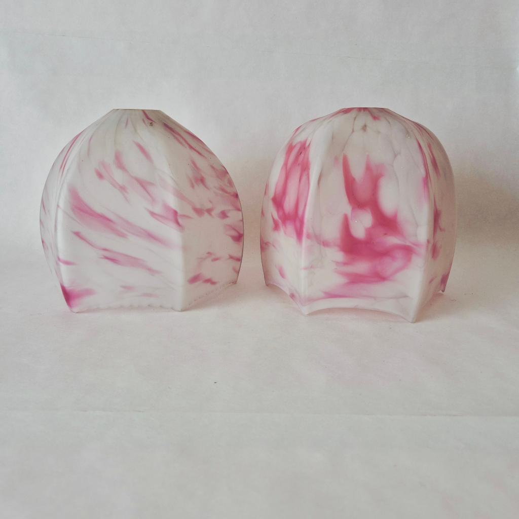 Roze gemarmerde glazen lampenkap | Lampenkap ter vervanging, Onbekend: Vintage item, Overige kleuren, Zo goed als nieuw, Onbekend: Vintage item