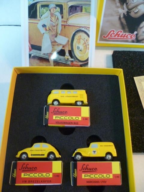 Schuco Piccolo ADAC set VW Kever, VW Bus, Mercedes 170V 1:90, Ophalen of Verzenden, Nieuw, Auto