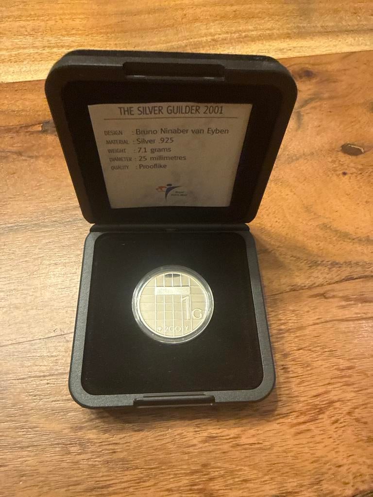 Zilveren Gulden 2001 - Bruno Ninaber van Eyben, Postzegels en Munten, Munten | Nederland, 1 gulden, Koningin Beatrix, Zilver, Ophalen of Verzenden