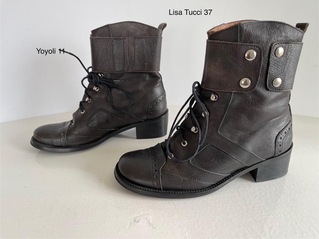 11W ) Lisa Tucci 37 zwart leren enkellaarzen, Kleding | Dames, Schoenen, Ophalen of Verzenden, Zo goed als nieuw, Zwart