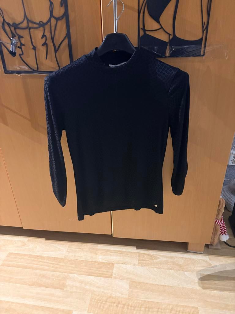 Zwarte shirt met panterprint, Verzenden, Zo goed als nieuw, Zwart, Lange mouw