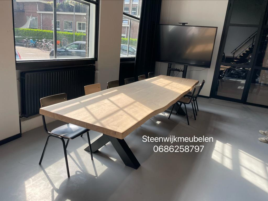 Eiken tafel boomstamtafel deens ovale rond snelle levering, 100 tot 150 cm, Ophalen of Verzenden, Vijf personen of meer, Eikenhout