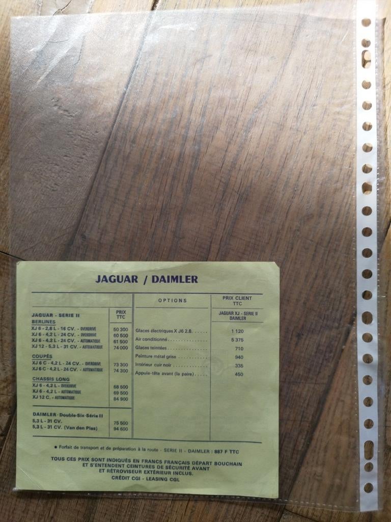 Jaguar / Daimler Prijslijst - 1974, Ophalen of Verzenden, Zo goed als nieuw, Jaguar/ daimler