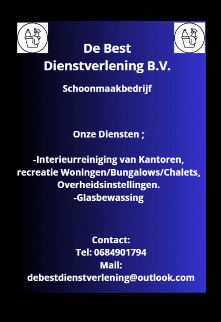 Schoonmaak diensten aangeboden, 33 - 40 uur, Vanaf 1 jaar, Overige vormen