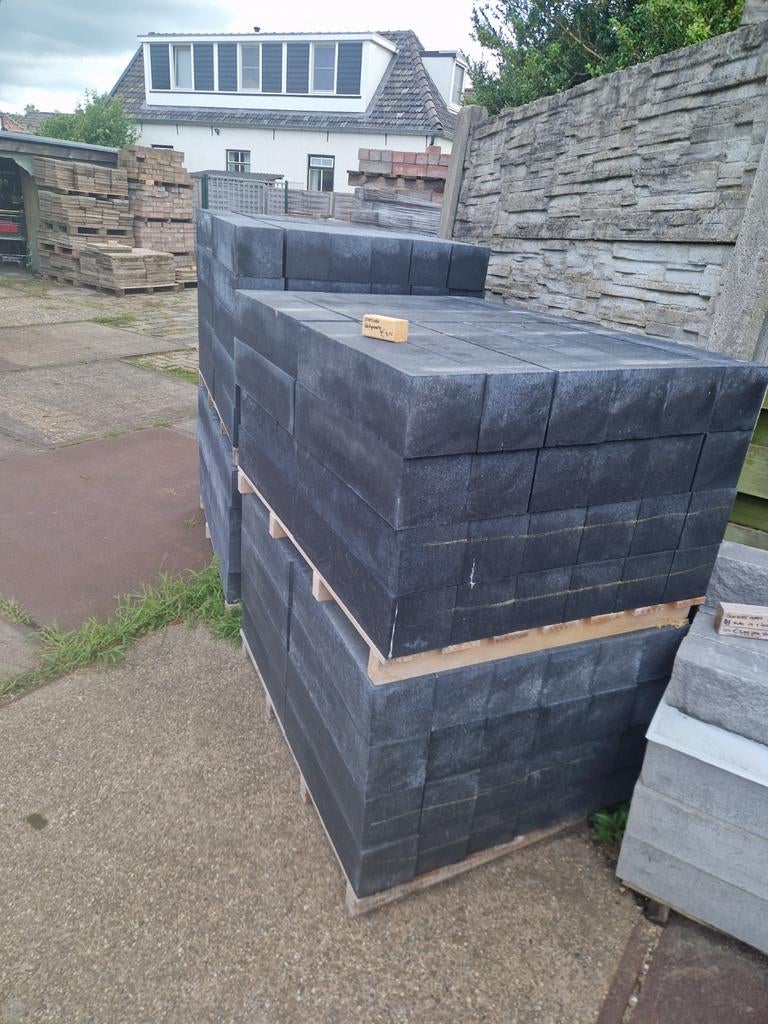 15x15x60 stapelblokken linea zwart restpartij, Tuin en Terras, Bielzen en Borders, Nieuw, Blok, Beton, Minder dan 25 cm, Minder dan 100 cm