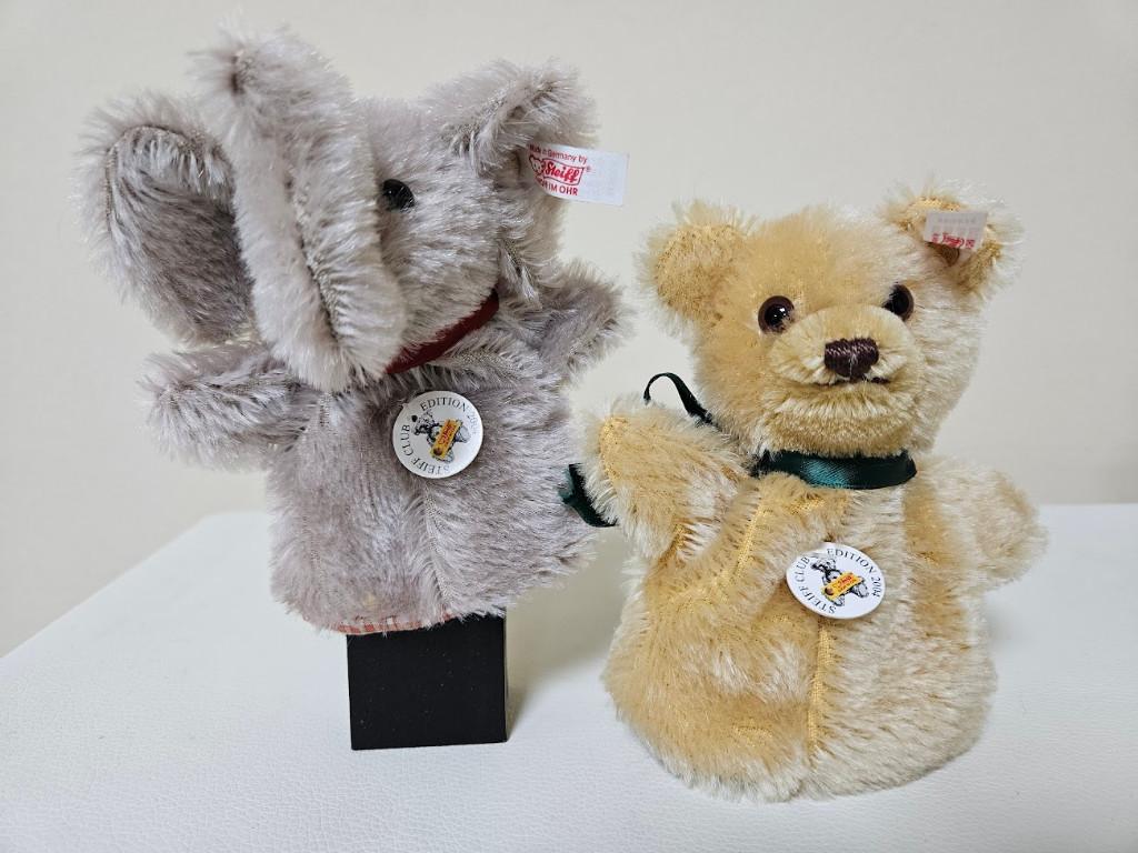 Steiff beer beertje olifant eiwarmerset Club SET clubitem, Verzamelen, Ophalen of Verzenden, Zo goed als nieuw, Stoffen beer, Steiff
