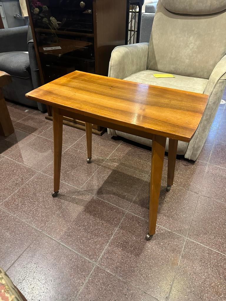 Vintage Zweedse Bijzettafel Jaren 50/60, Minder dan 55 cm, Gebruikt, Rechthoekig, Hout