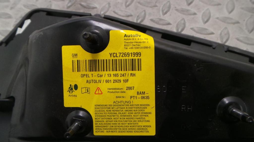 OPEL ZAFIRA AIRBAG RECHTS 2007, Auto-onderdelen, Ophalen of Verzenden, Gebruikt, Stiba lid