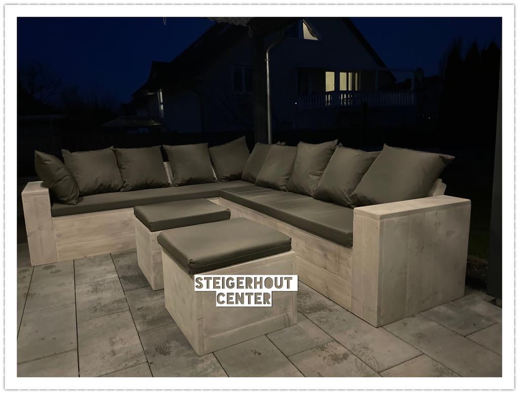 Steigerhout Loungeset Loungebank Hoekbank Tuinset Tuinbanken, Verzenden, Meer dan 8 zitplaatsen, Steigerhout, Nieuw