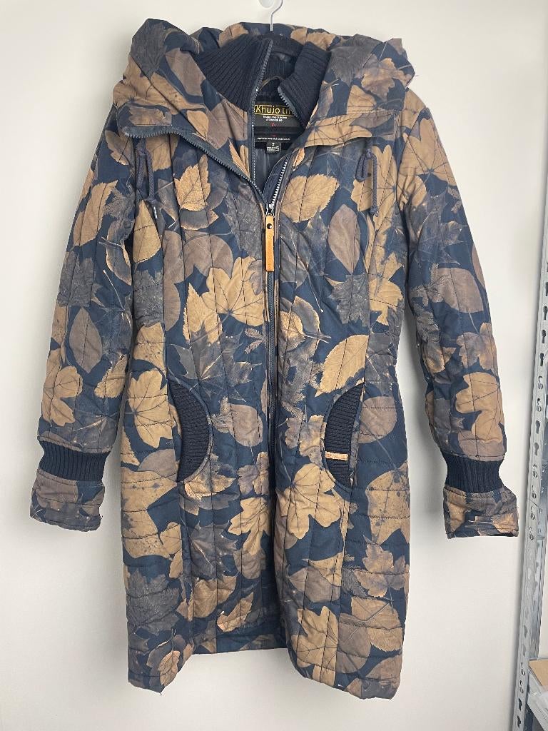 Khujo Jerry Prime gewatteerde wintermantel met bladeren M, Maat 38/40 (M), HTS Textilvertriebs GmbH, Blauw, Khujo