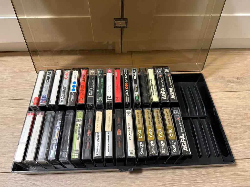 Vintage Cassettebandjes Collectie met Bewaardoos, Gebruikt, 2 t/m 25 bandjes, Ophalen of Verzenden, Origineel