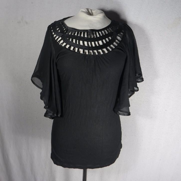 Leuk zwart shirt met vlindermouwen.Mt M.Merk Vero Moda, Maat 38/40 (M), ., Zwart, Ophalen of Verzenden