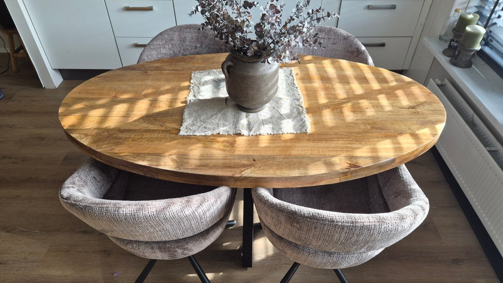 Mangohouten Eettafel Tulsa Ovaal 160x90 cm, Huis en Inrichting, Nieuw, Vijf personen of meer, 150 tot 200 cm, Ovaal