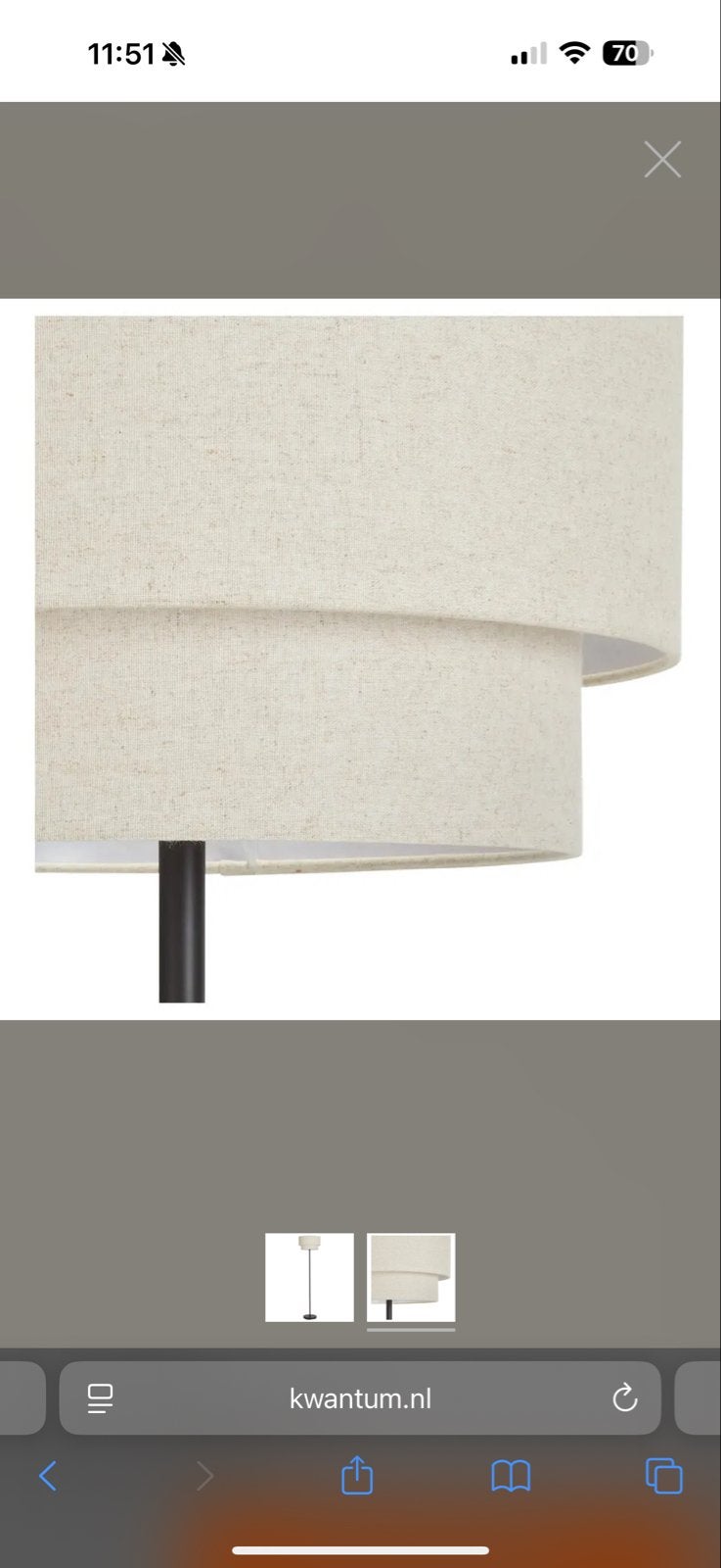 Kwantum vloerlamp met dubbele stoffen kap, Ophalen, 100 tot 150 cm, E27 (groot), Zo goed als nieuw