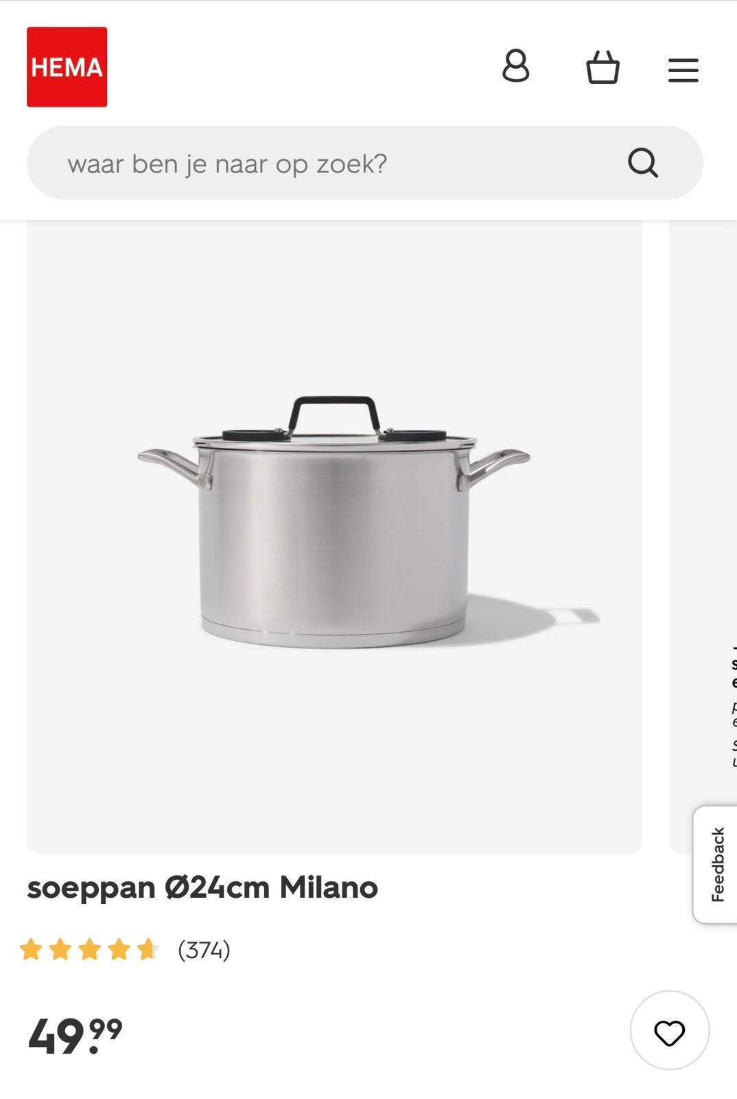 Hema Milano soeppan, Ophalen of Verzenden, Zo goed als nieuw, Rvs