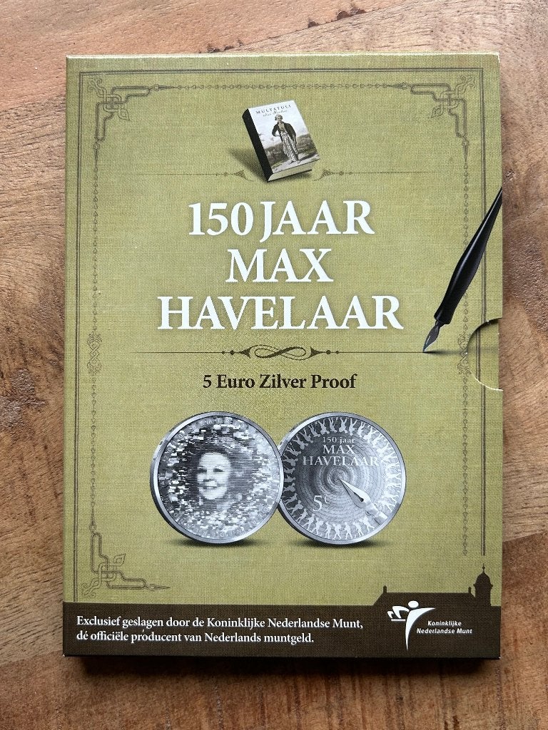 Zilveren 5 euro 150 jaar max Havelaar, Ophalen of Verzenden, Koningin Beatrix, Euro's