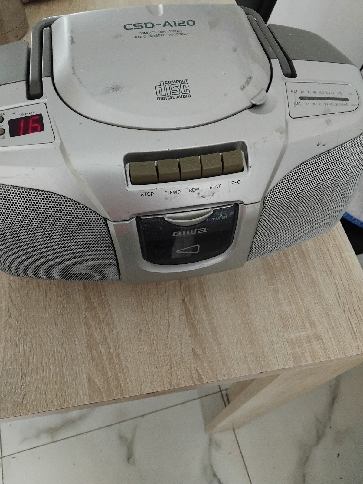 Aiwa CSD-A120 Radio Cassette Recorder met CD-speler, Ophalen of Verzenden, Gebruikt, Radio, Met cd-speler