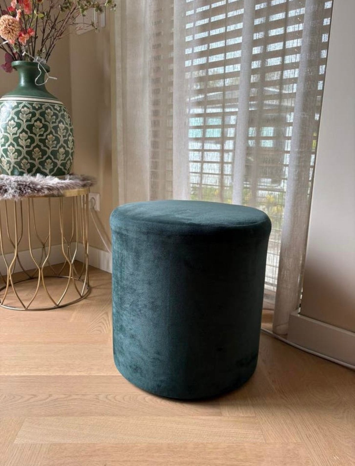 Poef, Ophalen, Zo goed als nieuw, Rond, Minder dan 50 cm