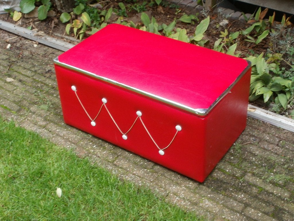 poef groot (70 cm br, 43 h, 40 diep) jaren 60/70, Minder dan 50 cm, Gebruikt, Rond, Minder dan 50 cm