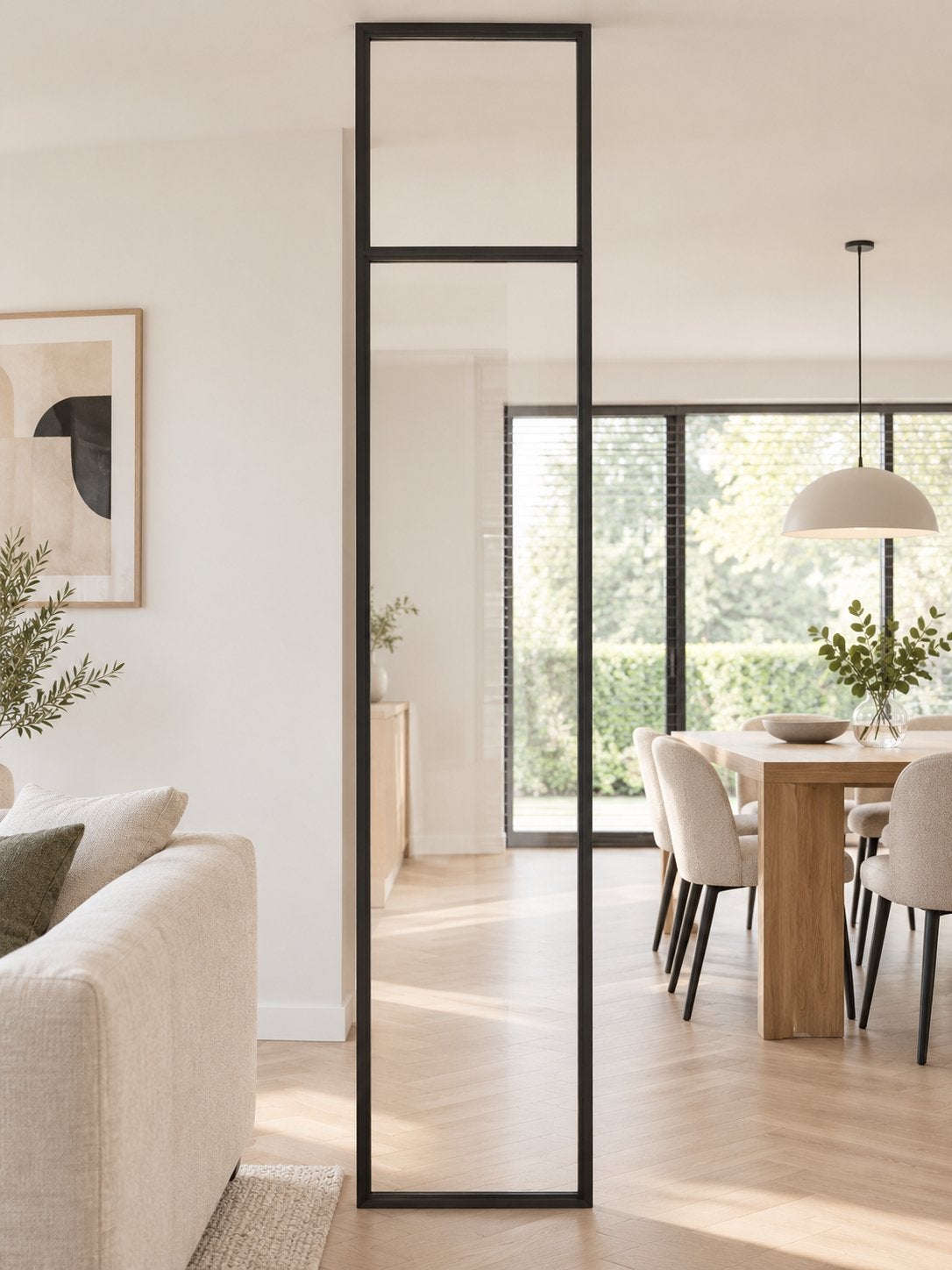 Zwart stalen roomdivider met helder glas, Ophalen, Zwart, Nieuw, Metaal