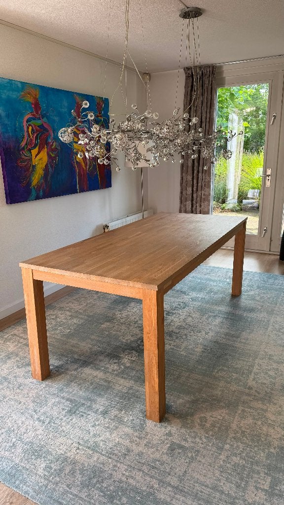 Mooie eiken white wash eetkamer tafel 200 x 90 cm, Huis en Inrichting, Ophalen, 50 tot 100 cm, Zo goed als nieuw, 150 tot 200 cm