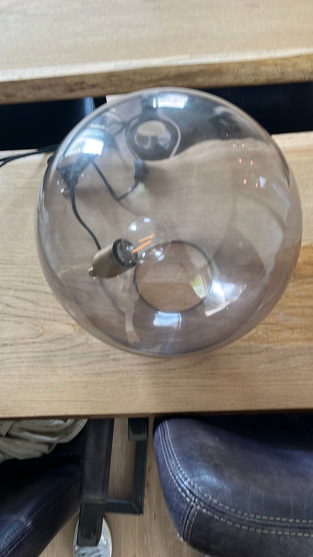 Moderne glazen tafellamp - bolvormig design, Ophalen, Zo goed als nieuw, Glas, Minder dan 50 cm