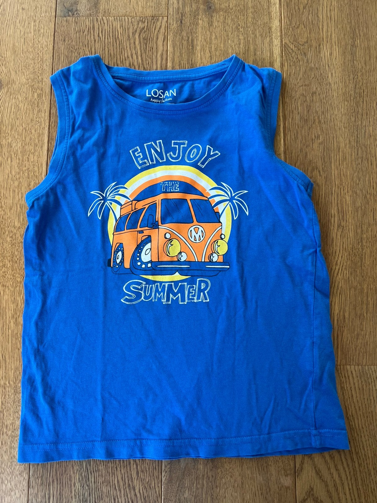 Hemd blauw Losan Happy fashion maat 122“ Enjoy the summer”, Ophalen of Verzenden, Zo goed als nieuw, Meisje, Jurk of Rok
