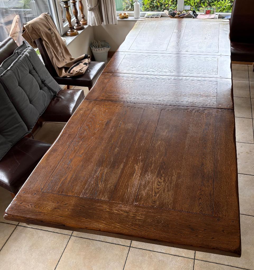 Massief eiken, VERLENGBARE, eettafel van Potterie Barn, USA, Huis en Inrichting, Tafels | Eettafels, Ophalen, Gebruikt, 100 tot 150 cm