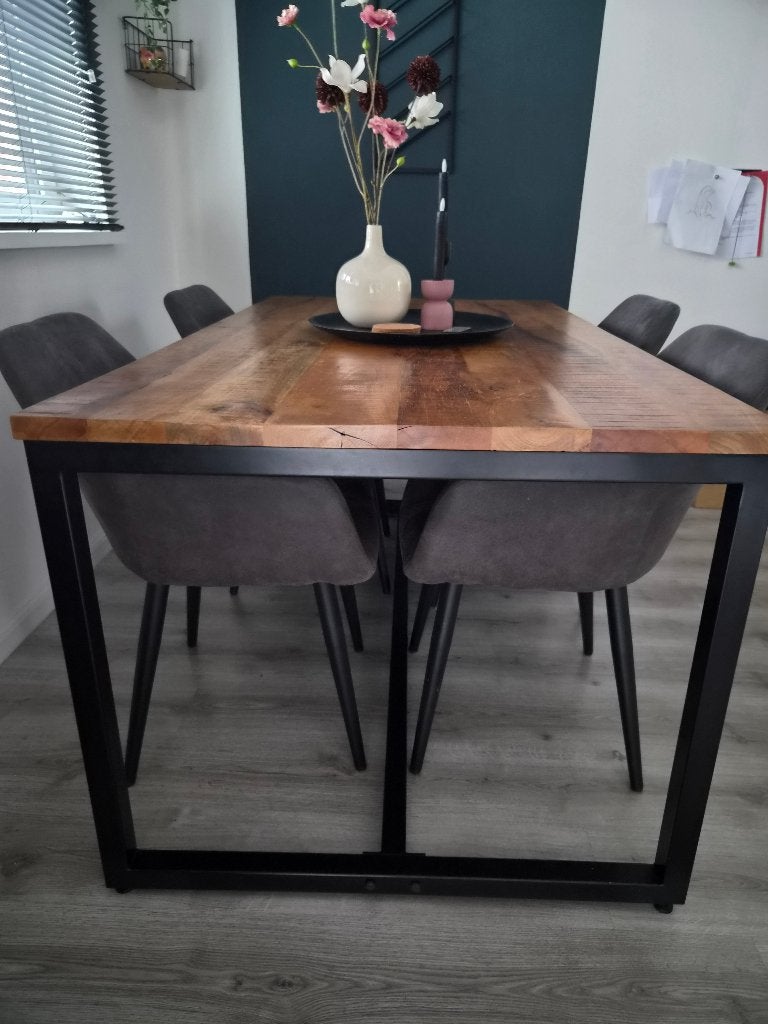 Mango houten tafel, zgan, Ophalen, 50 tot 100 cm, Zo goed als nieuw, 150 tot 200 cm
