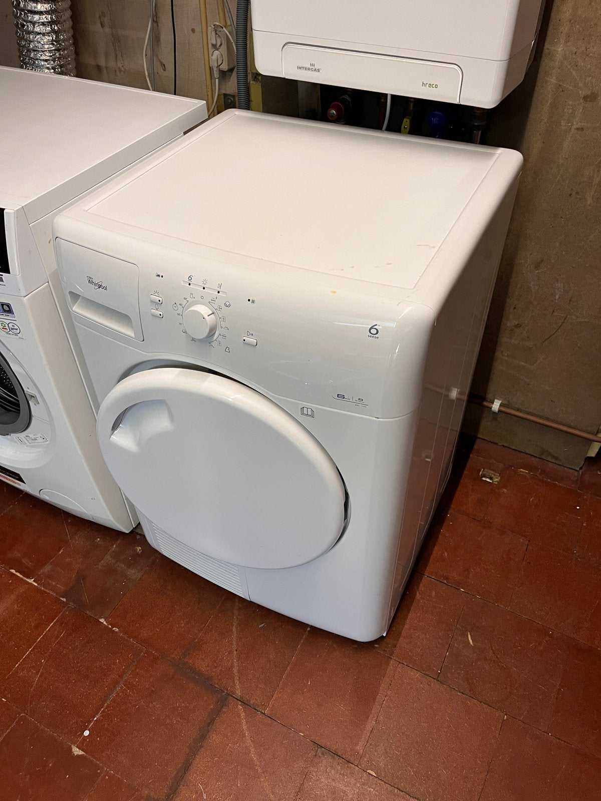 Wasdroger whirlpool, Ophalen, 6 tot 8 kg, Gebruikt, Voorlader