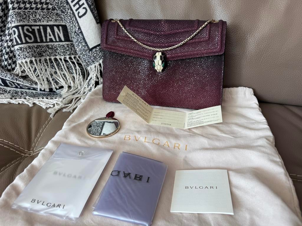 Bvlgari Serpenti Forever in rare stingray leather, Ophalen of Verzenden, Handtas