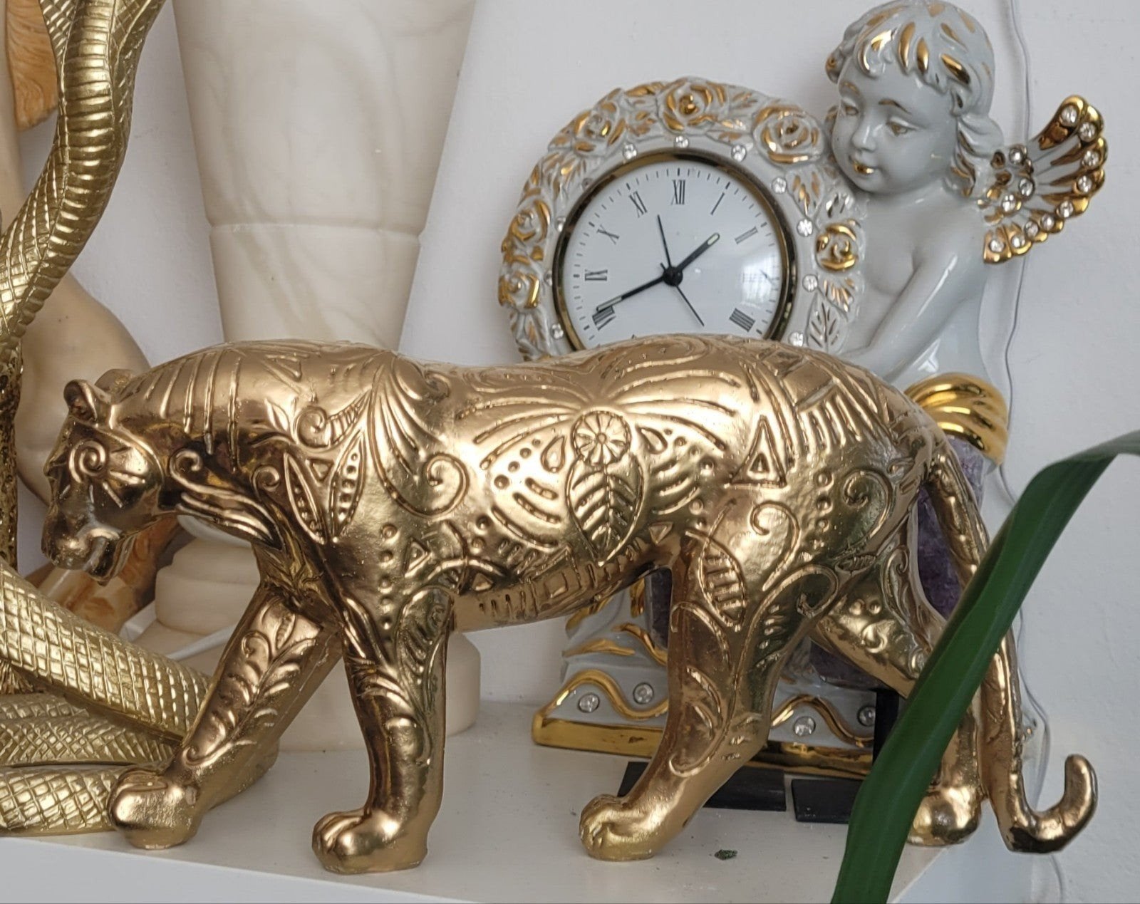 Gouden Panter Beeldje - Decoratief en Stijlvol, Huis en Inrichting, Kunststof, Ophalen of Verzenden, Zo goed als nieuw, Goud