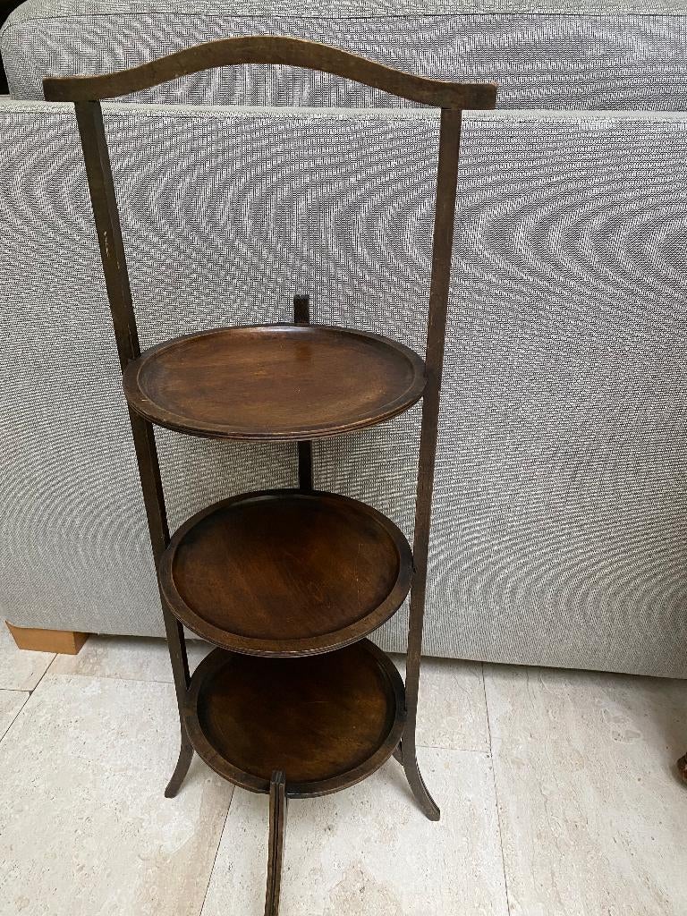 Houten Antieke Engelse Etagere met 3 Etages. Bijzettafeltje, Ophalen, Gebruikt