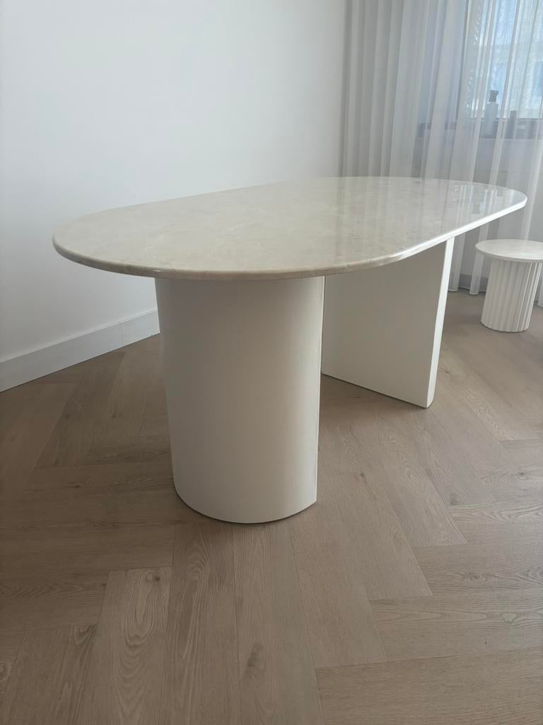 Ovale marmeren eettafel, Huis en Inrichting, Tafels | Eettafels, Ophalen, Nieuw, 50 tot 100 cm, 150 tot 200 cm