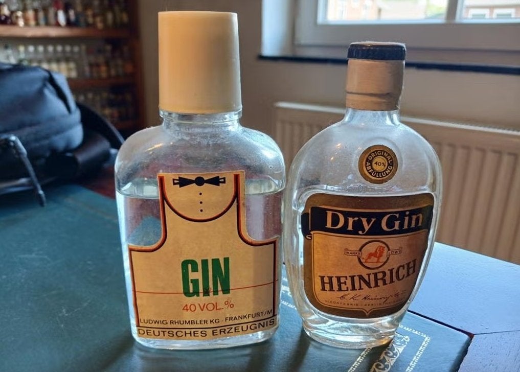 Vintage Gin Miniatuur Flesjes - Ludwig Rhumbler & Heinrich, Verzamelen, Ophalen of Verzenden, Gebruikt