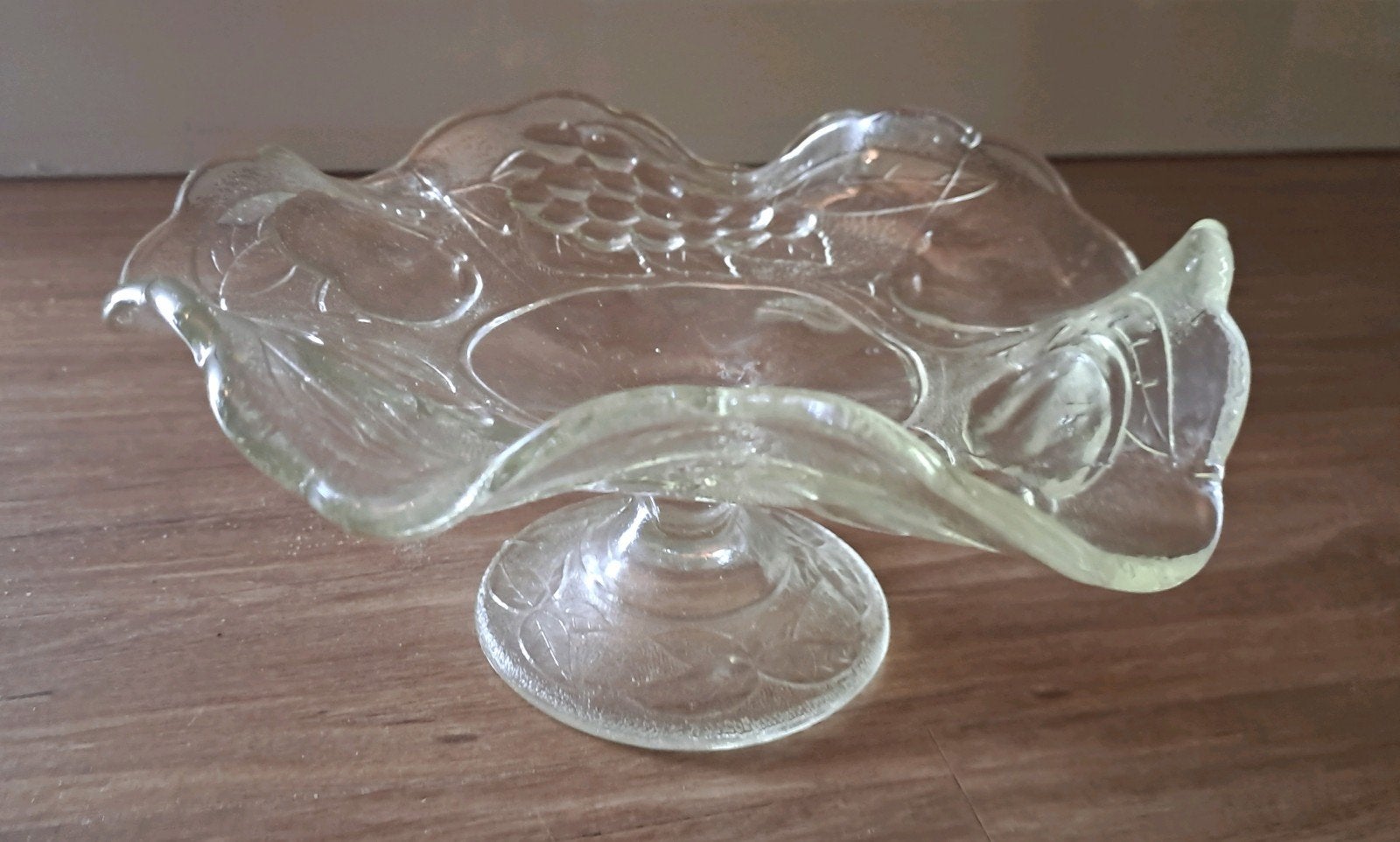 Vintage Glazen Fruitschaal op voet, Ophalen of Verzenden