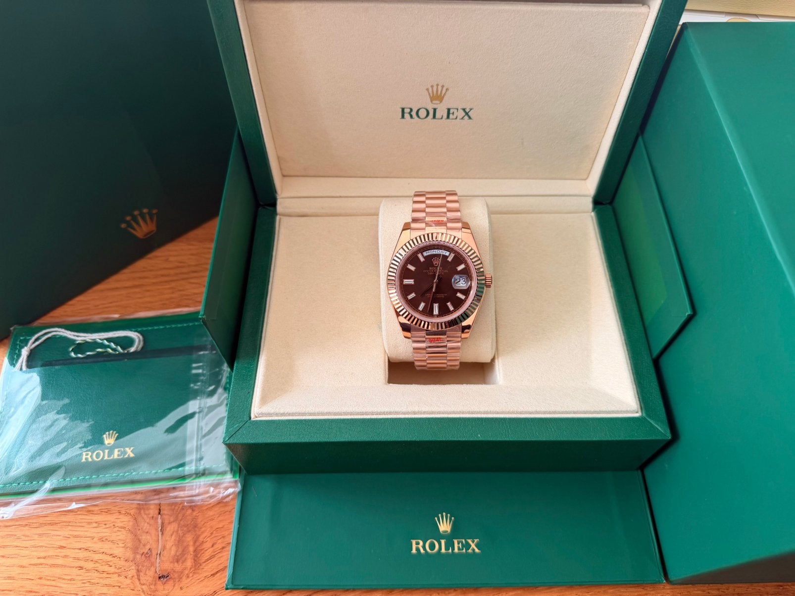 Daydate rose chocolate 40mm, Cian, Ophalen of Verzenden, Roze, Android