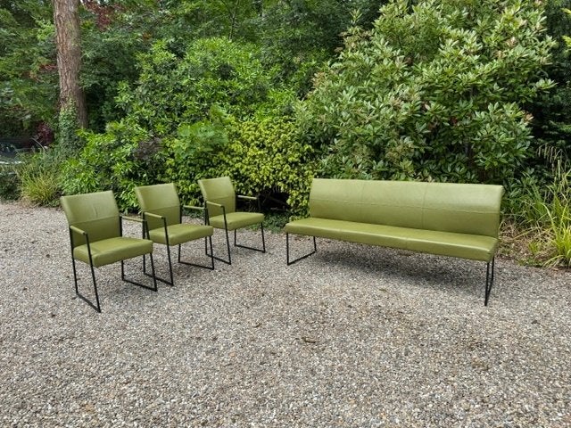 Set 3 eetkamerstoelen en bank, Ophalen, Gebruikt, Overige kleuren, Leer
