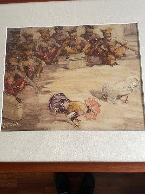 indonesië kunst, Ophalen, Schilderij, Gesigneerd, Overige materialen