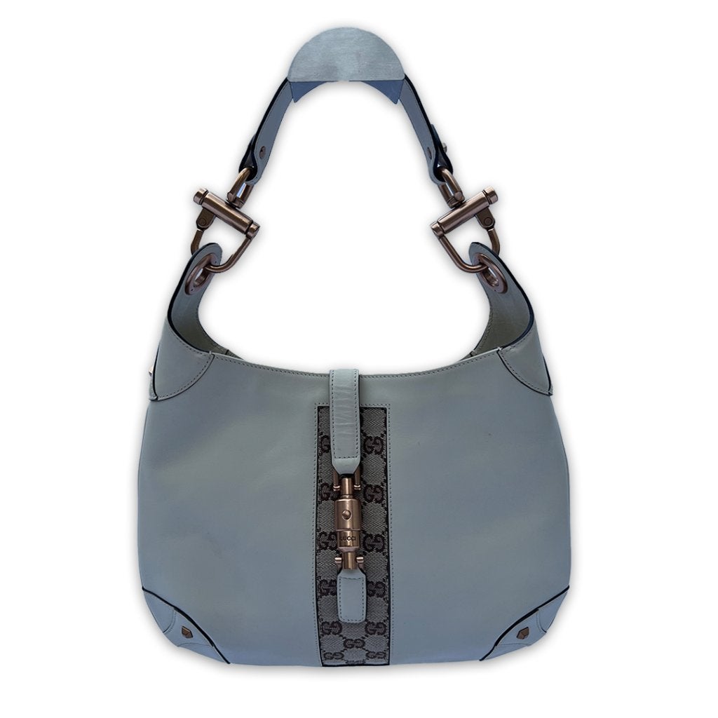 Gucci tas Jackie Medium leer wit, Ophalen of Verzenden, Gebruikt, Beige, Handtas