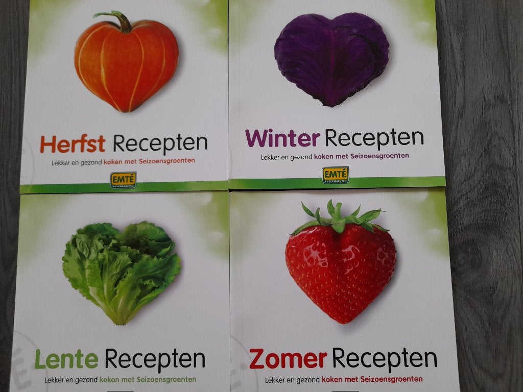4x Boeken Koken met liefde Gezonde seizoensrecepten van EMTÉ, Verzenden, Zo goed als nieuw, Nederland en België, Gezond koken