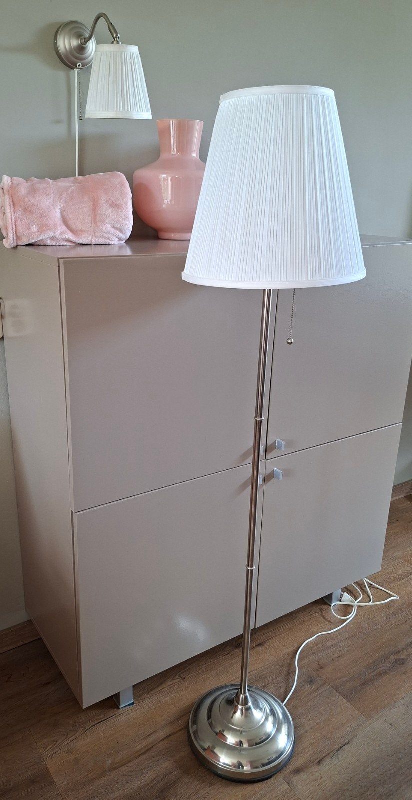 IKEA BÖJA wandlamp en vloerlamp set, wit/zilver, Huis en Inrichting, Ophalen, Wit, Gebruikt, Textiel