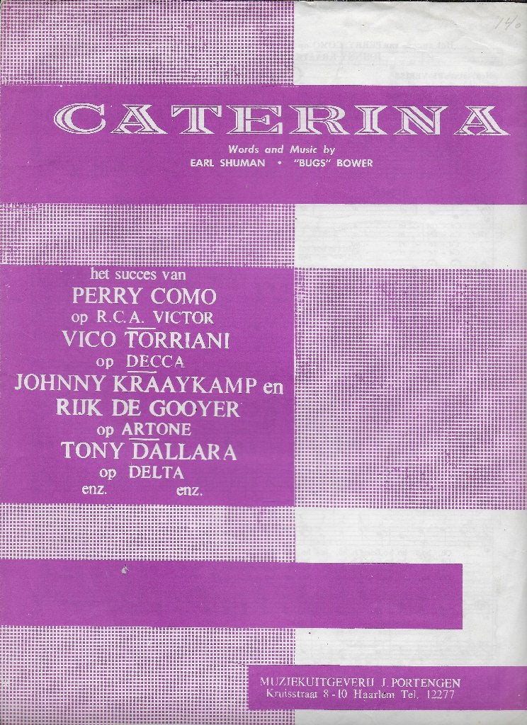 Mu121 bladmuziek caterina perry como, Ophalen of Verzenden, Gebruikt, Artiest of Componist, Populair