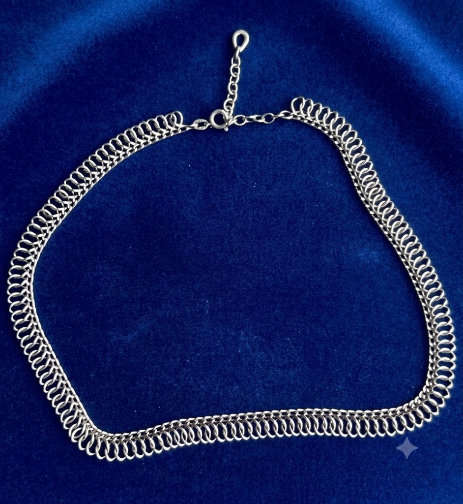 Zilveren Collier 925 – Geweven Lussen / Italiaans Design, Ophalen of Verzenden, Zilver, Zilver, Verstelbaar