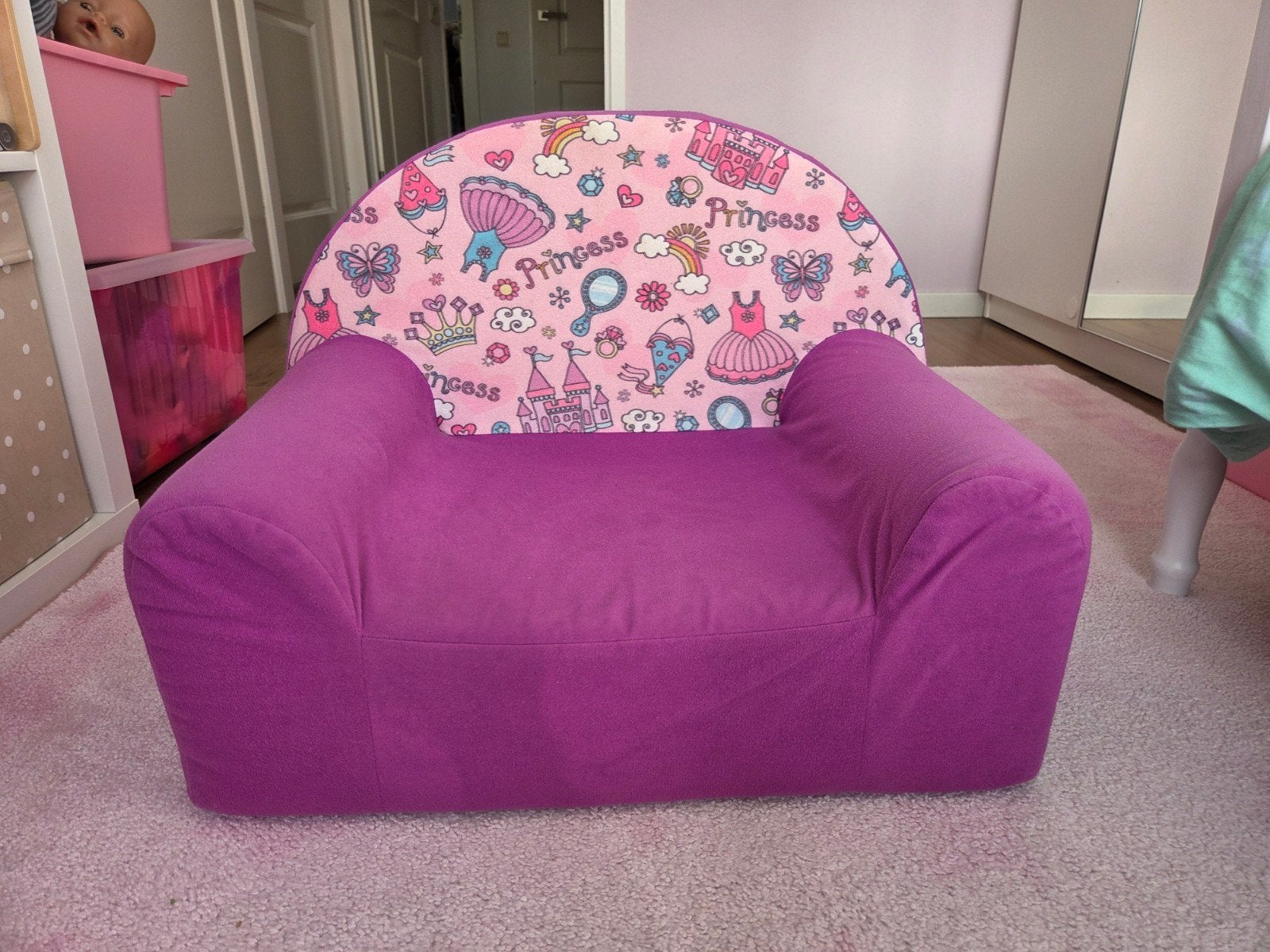 Kinderfauteuil kinderstoel roze prinses, Ophalen, Zo goed als nieuw, Overige typen