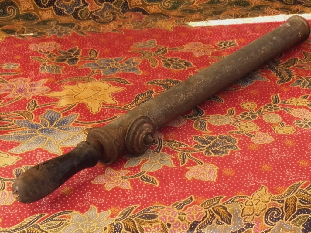 Oude Engelse spuit met sproeikop van koper en hout 58 cm., Ophalen of Verzenden