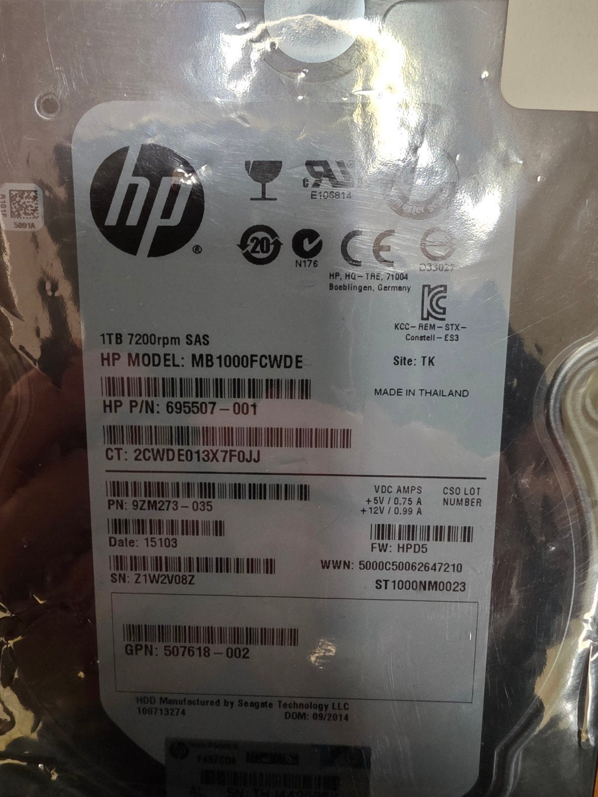 Partij 8x HP 1TB 7200rpm SAS Harde Schijf, Computers en Software, Harde schijven, Intern, SAS, Server, HDD