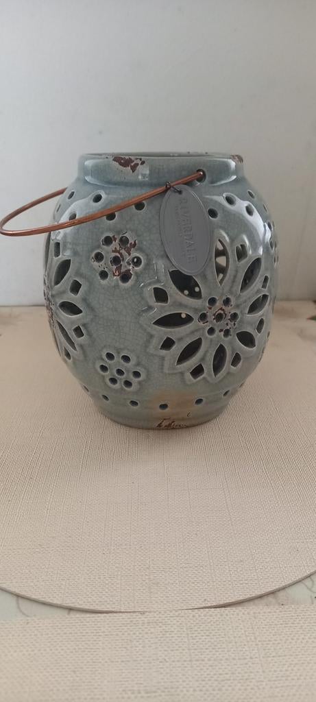 Riverdale Windlicht Grijs 18cm - Sfeervolle Verlichting, Ophalen of Verzenden, Zo goed als nieuw