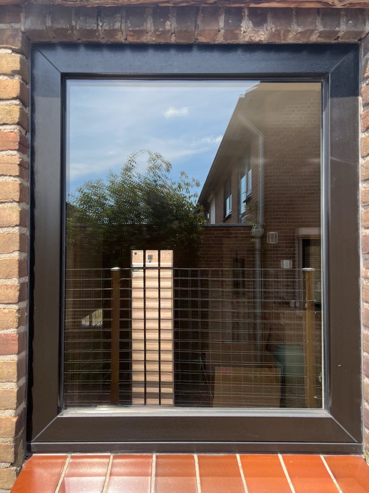 Vast kunststof raam met dubbel glas 89,5x107,5/110 cm, Ophalen, Gevelraam of Ruit, Gebruikt, 80 tot 120 cm